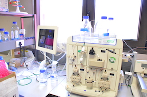 A liquid chromatography system is used to separate a sample into its individual parts. This separation occurs based on the interactions of the sample with the mobile and stationary phases. 
